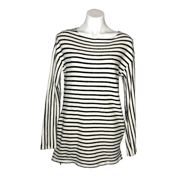 FREE PEOPLE Come On Over Striped Tunic Dress Pockets Beach Small Cotton Sweater - Picture 2 of 10